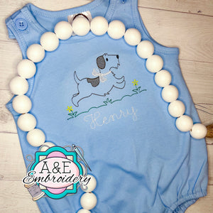 Boy’s Personalized Vintage Running Puppy Bubble