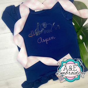 Navy Personalized Zoo Ruffle Shirt