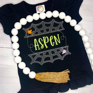 Spooky Spider Ruffle Name Shirt