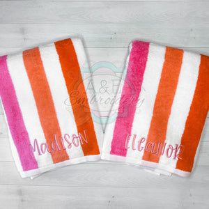 Embroidered Sorbet Stripe Beach Towel