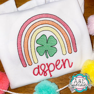 Embroidered Shamrock Rainbow