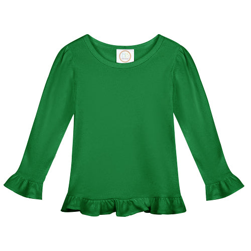 Multicolor Holiday Name on Green Ruffle Shirt