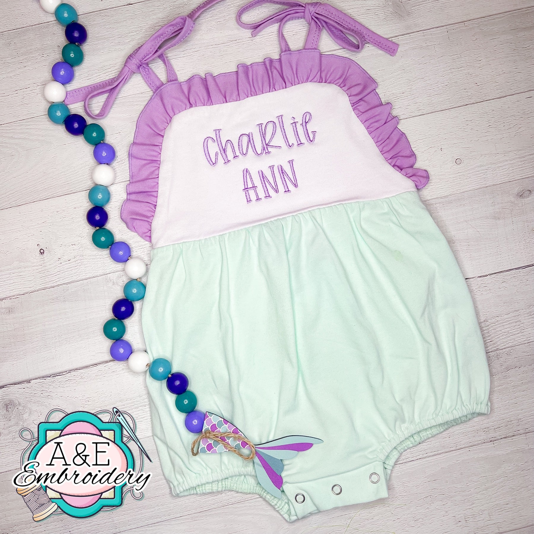 Mint/Purple Personalized Sunsuit Bubble