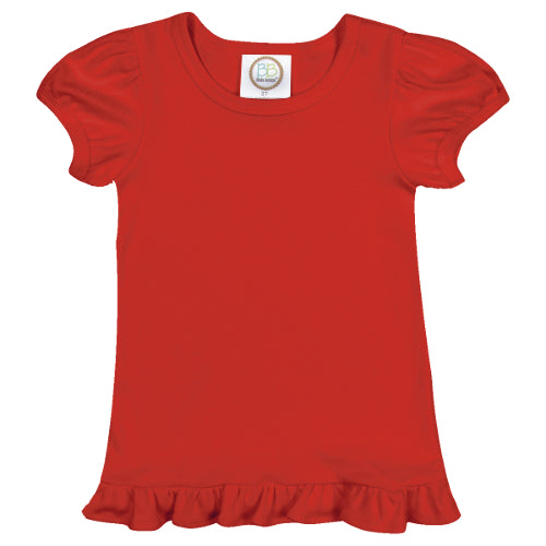 Multicolor Holiday Name on Red Ruffle Shirt