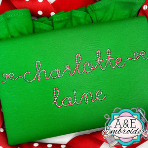 Multicolor Holiday Name on Green Ruffle Shirt