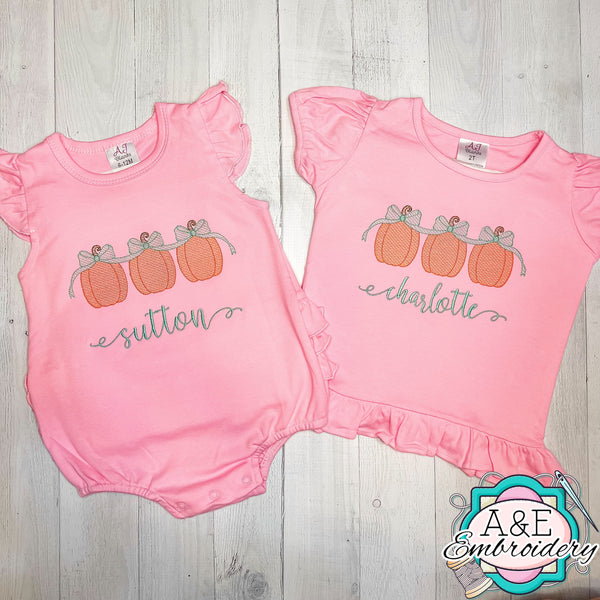 Pink Ruffle Bum Trio Pumpkin Bubble